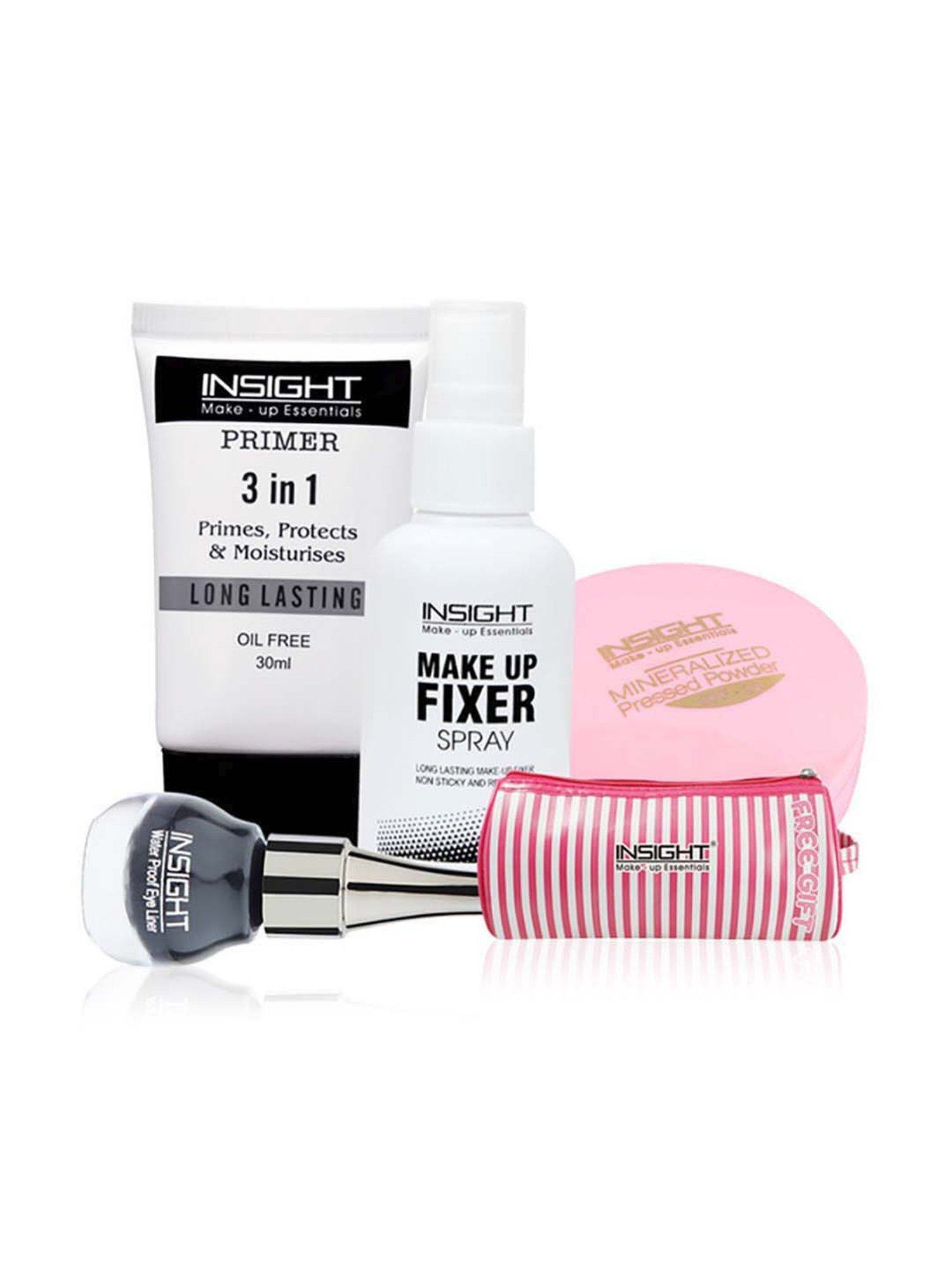 Insight Cosmetics Combo Of Primer Fixer Compact Powder & Eyeliner - 300 gm