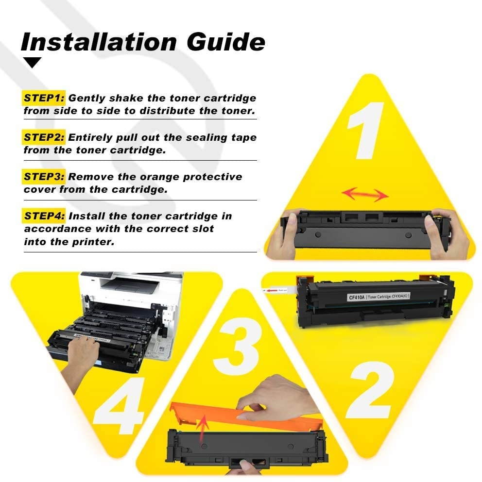 V4INK 4PK Compatible 410A Toner Cartridge Replacement for HP 410A 410X CF410A CF411A CF412A CF413A Toner Set for HP Color Laserjet Pro M452dn M452dw M452nw MFP M477fnw M477fdw M477fdn M377dw Printer