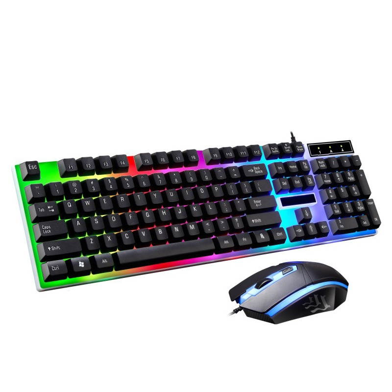 Wired USB Lighting Mechanical Feel Computer Keyboard Mouse Sets For PS4/PS3/Xbox One And 360 Gaming Keyboard and Mouse Combo Wired RGB LED Backlit 60% with Arrow Key Keyboard(Black)