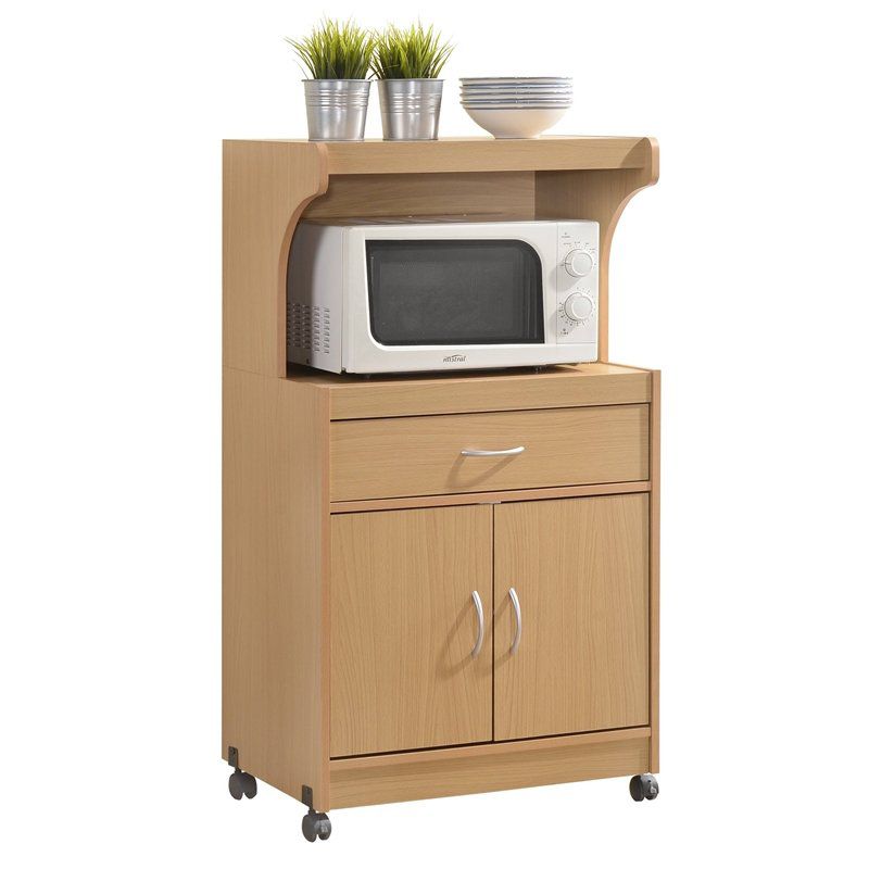 Microwave Kitchen Cart in Beech Brown - Hodedah