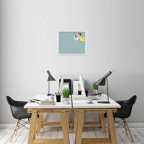 PinPix pin Cork Bulletin Board Made from Canvas, Lux Stripes Aqua 24x20 Inches (Completed Size) and Framed in Satin White Frame (PinPix-1672-24x20_FRBW26074)