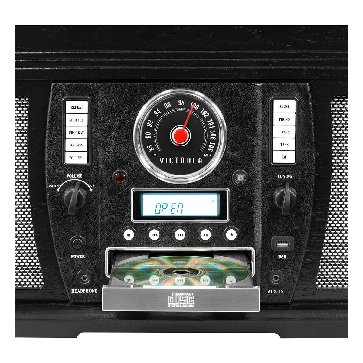 Victrola - Aviator 7-in-1 Bluetooth Stereo Audio system - Black