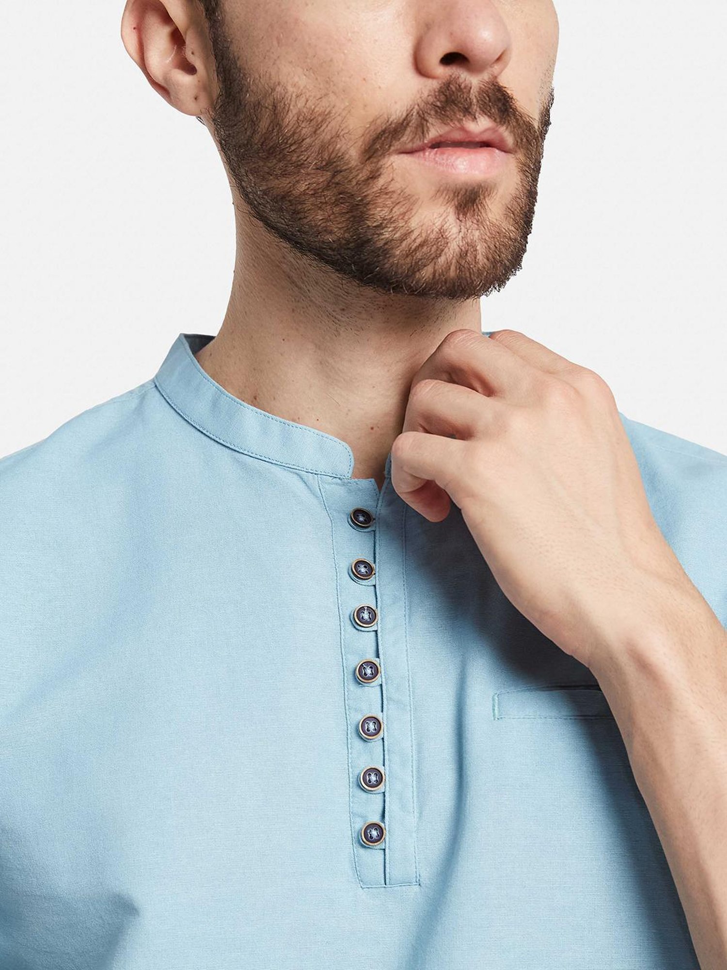 Octave Teal Blue Cotton Regular Fit T-Shirt