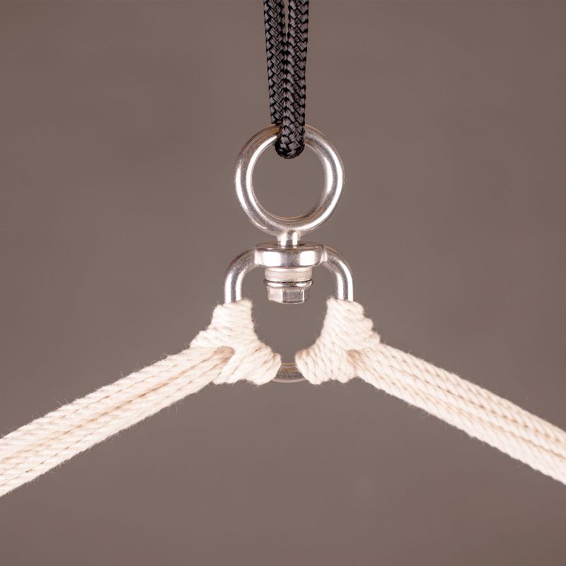 La Siesta Habana Organic Cotton Kingsize 2 Person Indoor Outdoor 360 Degree Swivel Hammock Chair with 55 Inch Bamboo Spreader Bar, Latte