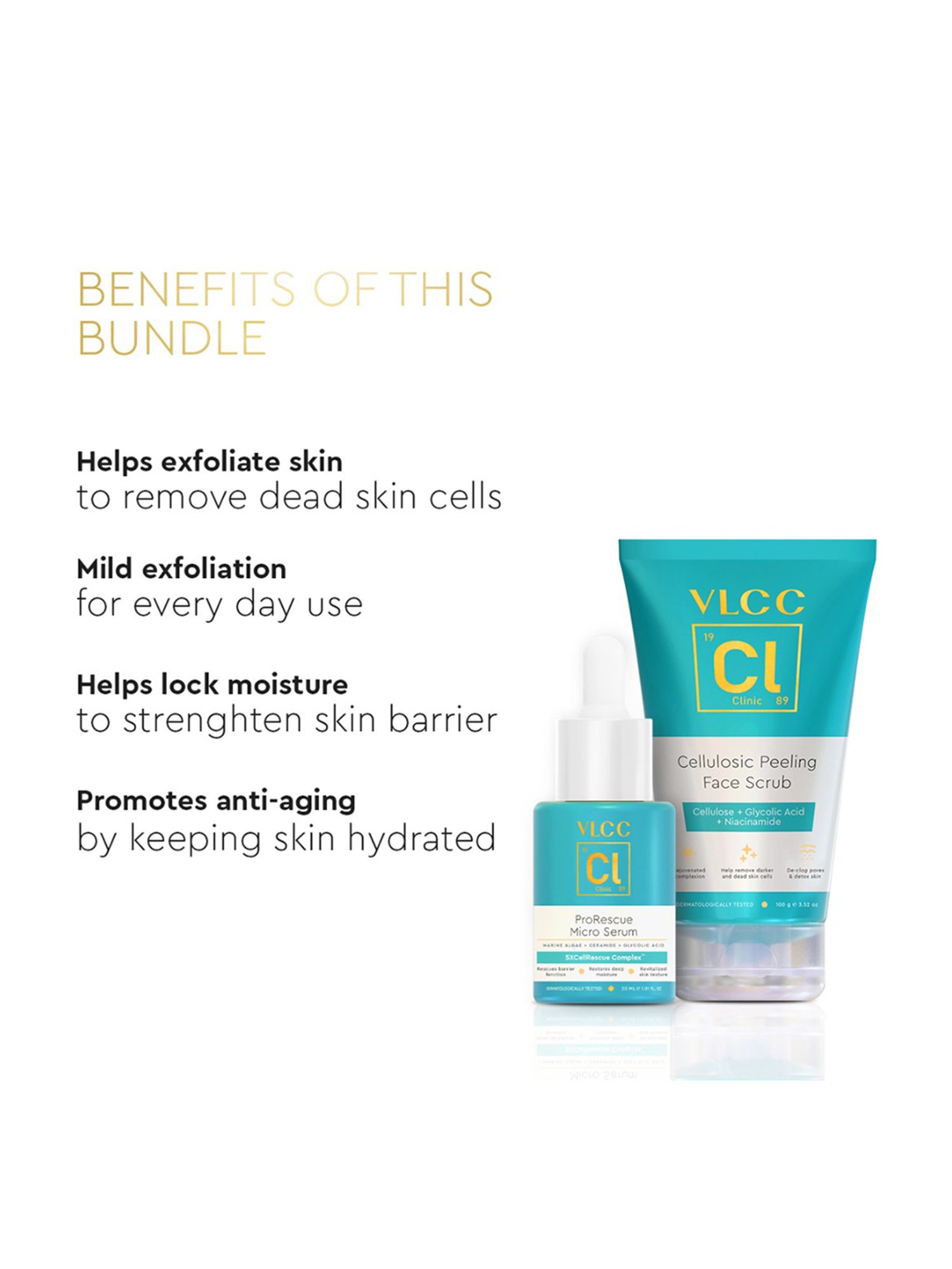 VLCC Clinic ProRescue Micro Serum & Cellulosic Peeling Face Scrub Combo