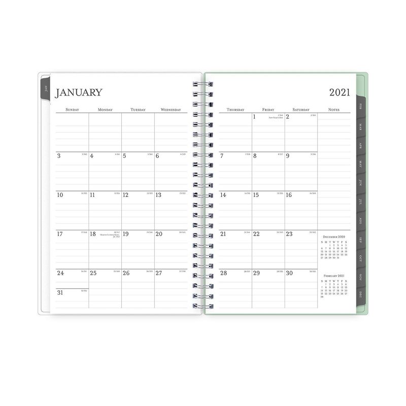 2021 Planner 5" x 8" Frosted Plastic Weekly/Monthly Wirebound Seneca - Blue Sky