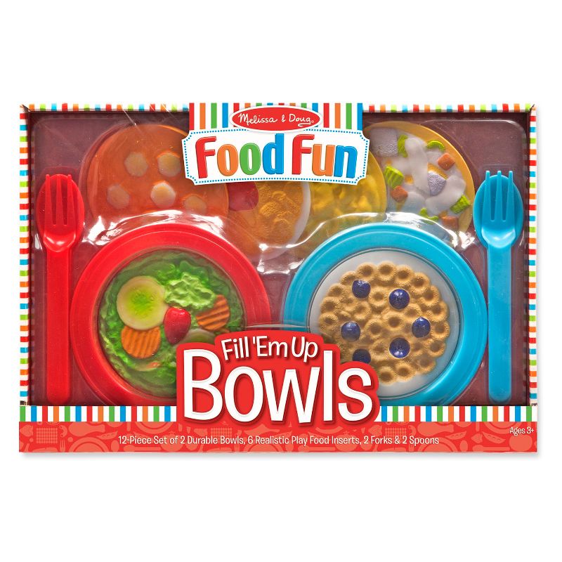 Melissa & Doug Create-A-Meal Fill Em Up Bowls (12pc) - Play Food and Kitchen Accessories