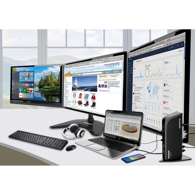 DIAMOND DS3900PD Docking Station - for Notebook/Desktop PC - 65 W - USB Type C - 7 x USB Ports - 4 x USB 3.0 - Network (RJ-45) - HDMI - DVI