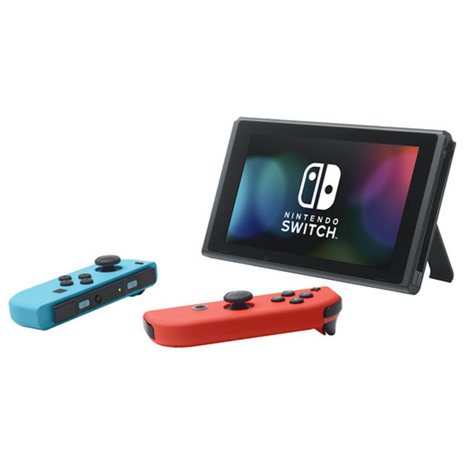 Nintendo Switch With Neon Blue And Red Joy-Con Bundle With Super Mario Odyssey