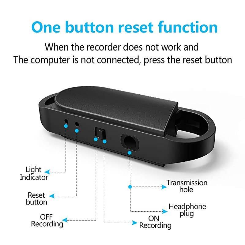 16GB Keychain Recording Device,  USB Audio Activated Voice Recorder, 20 Hours Working, USB Rechargeable, Easy One Button Operation