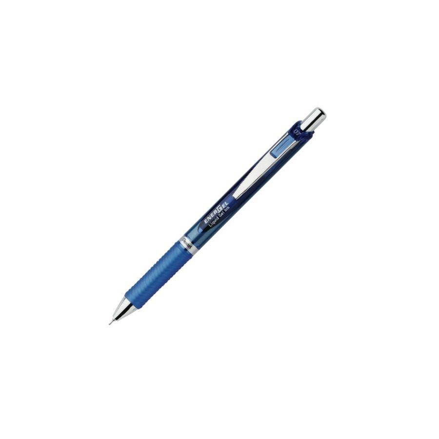 Pentel Gel Pen Retractable Metal Tip .7mm 12/BX Blue Barrel/Ink BLN77CDZ