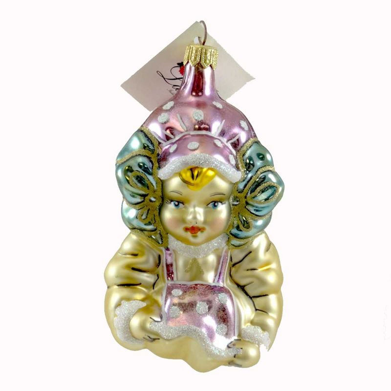 Laved Italian Ornaments Toddler Girl In Pink Bonnet Christmas  -  Tree Ornaments