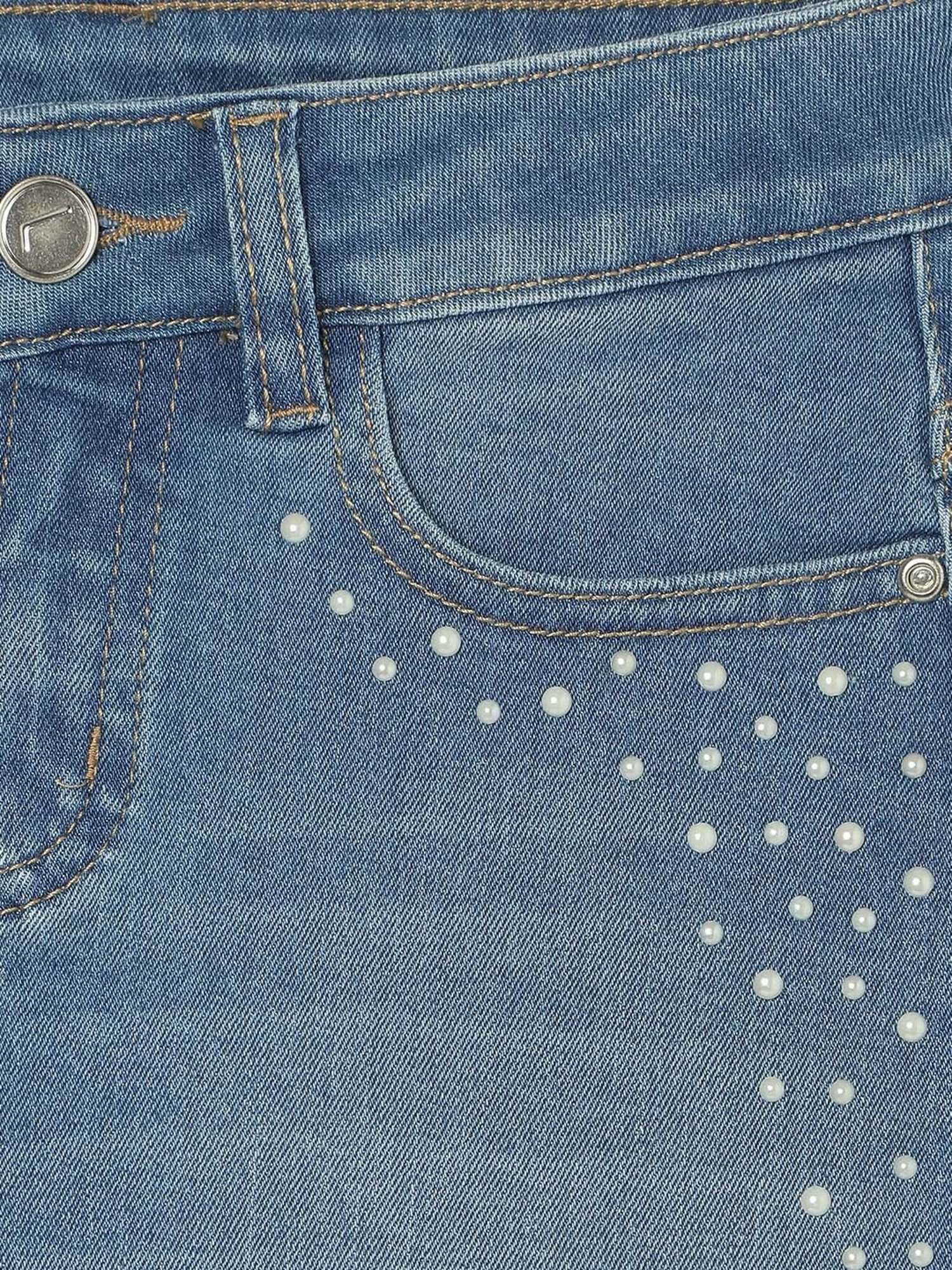 Fame Forever by Lifestyle Kids Blue Cotton Embellished Skirt