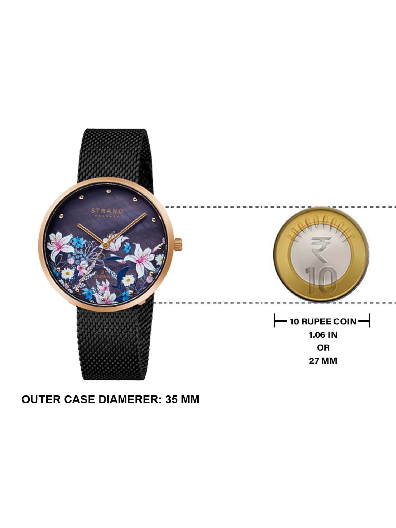 STRAND by Obaku S700LXVBMB-DF Flowerpower Analog Watch for Women