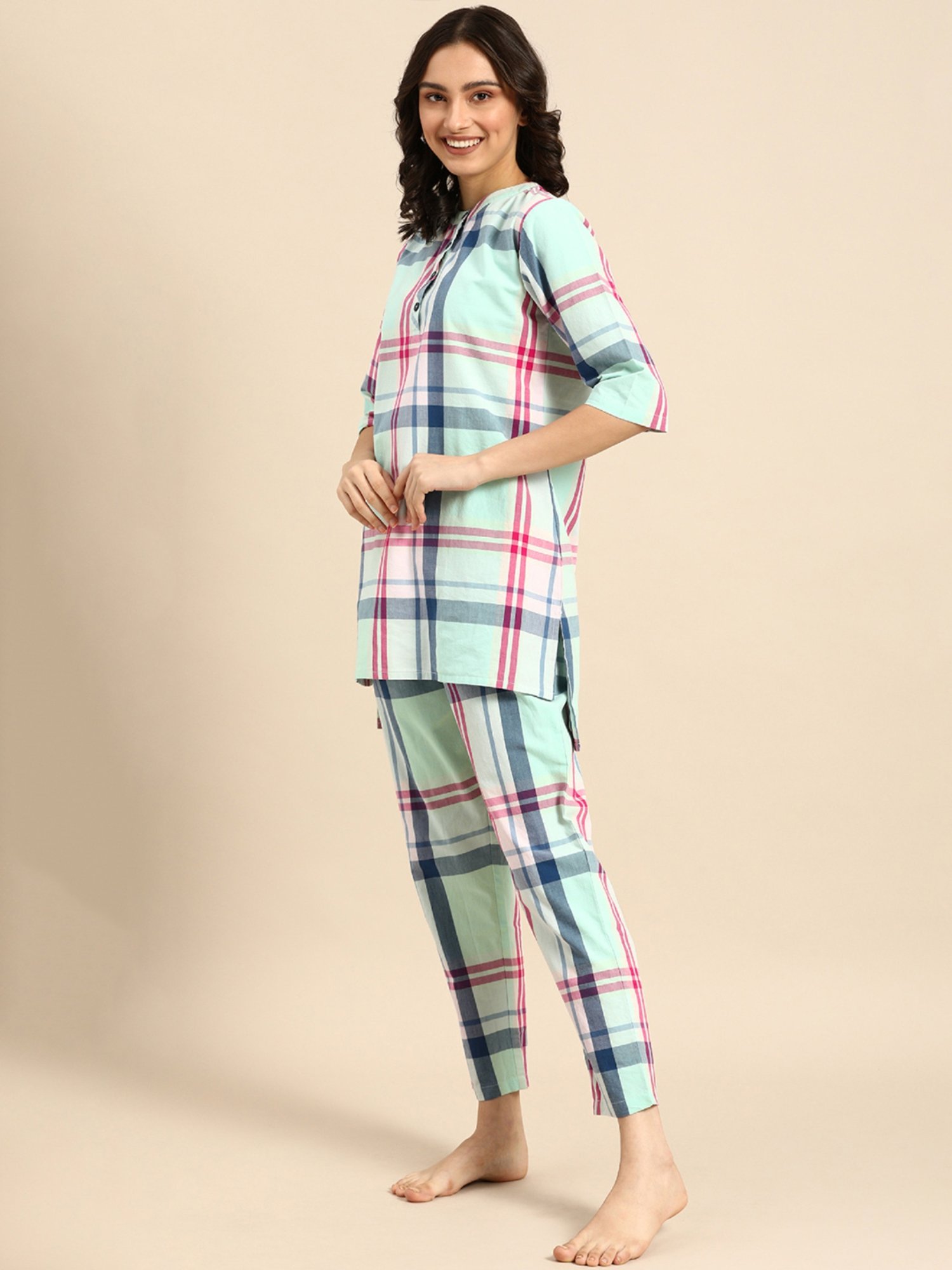 Clt.s Multicolor Check Tunic With Pyjamas