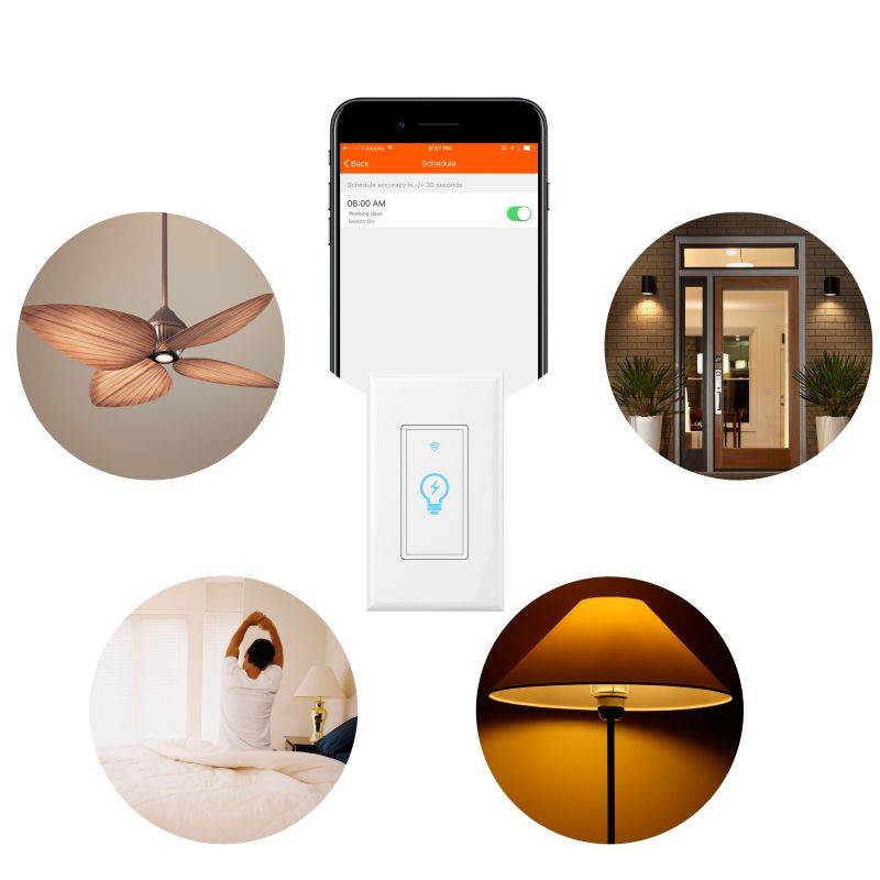 Smart Light Switch, Wi-Fi Wall Touch Remote Control with Smartphone Compatible with Alexa, Works with Google Assistant, Control Your Fixtures From Anywhere, No Hub Required, Timing Kuled (2pack)
