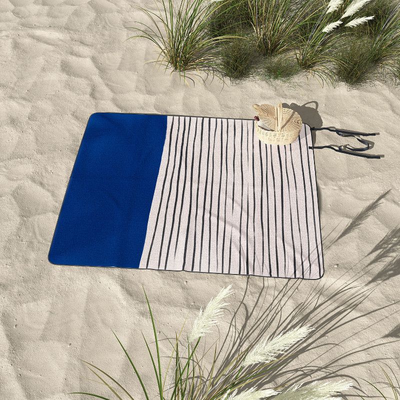 Hello Twiggs Dark Blue Abstract Picnic Blanket - Deny Designs