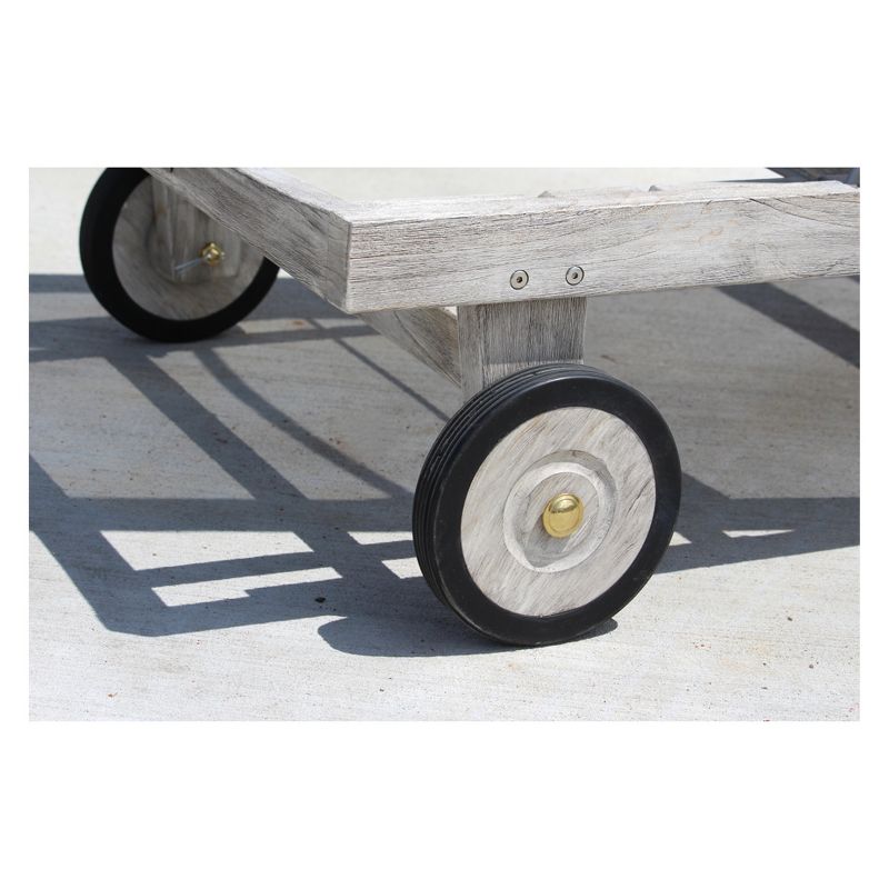 Teak Contemporary Deck Side Outdoor Sling Lounge Chair - Driftwood Gray - Courtyard Casual