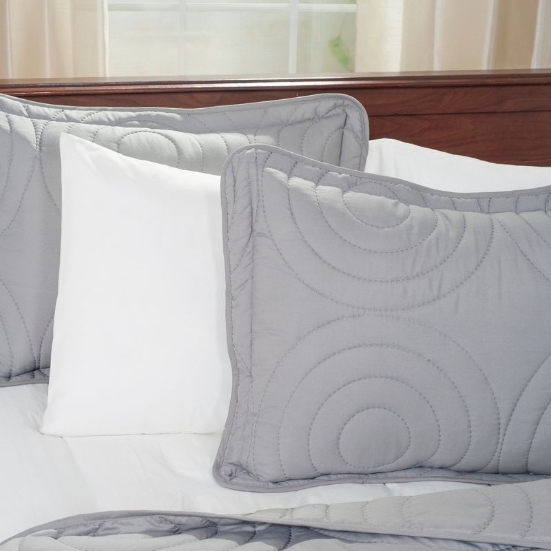 3pc King Solid Embossed Quilt Set Silver - Yorkshire Home