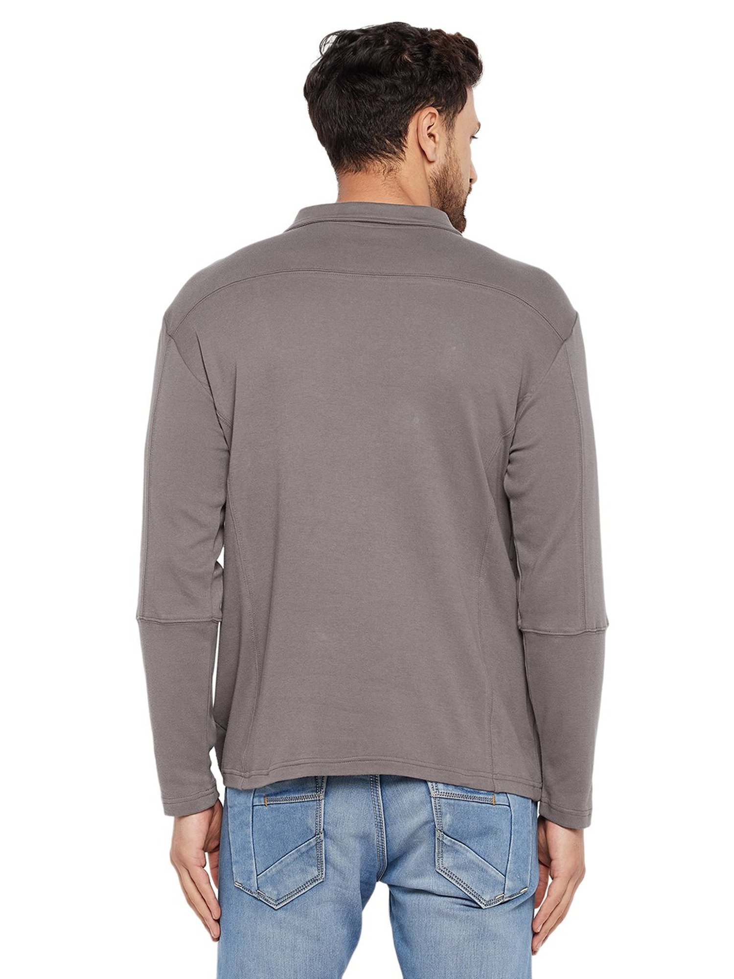 Hypernation Grey Relaxed Fit Cotton Polo T-Shirt