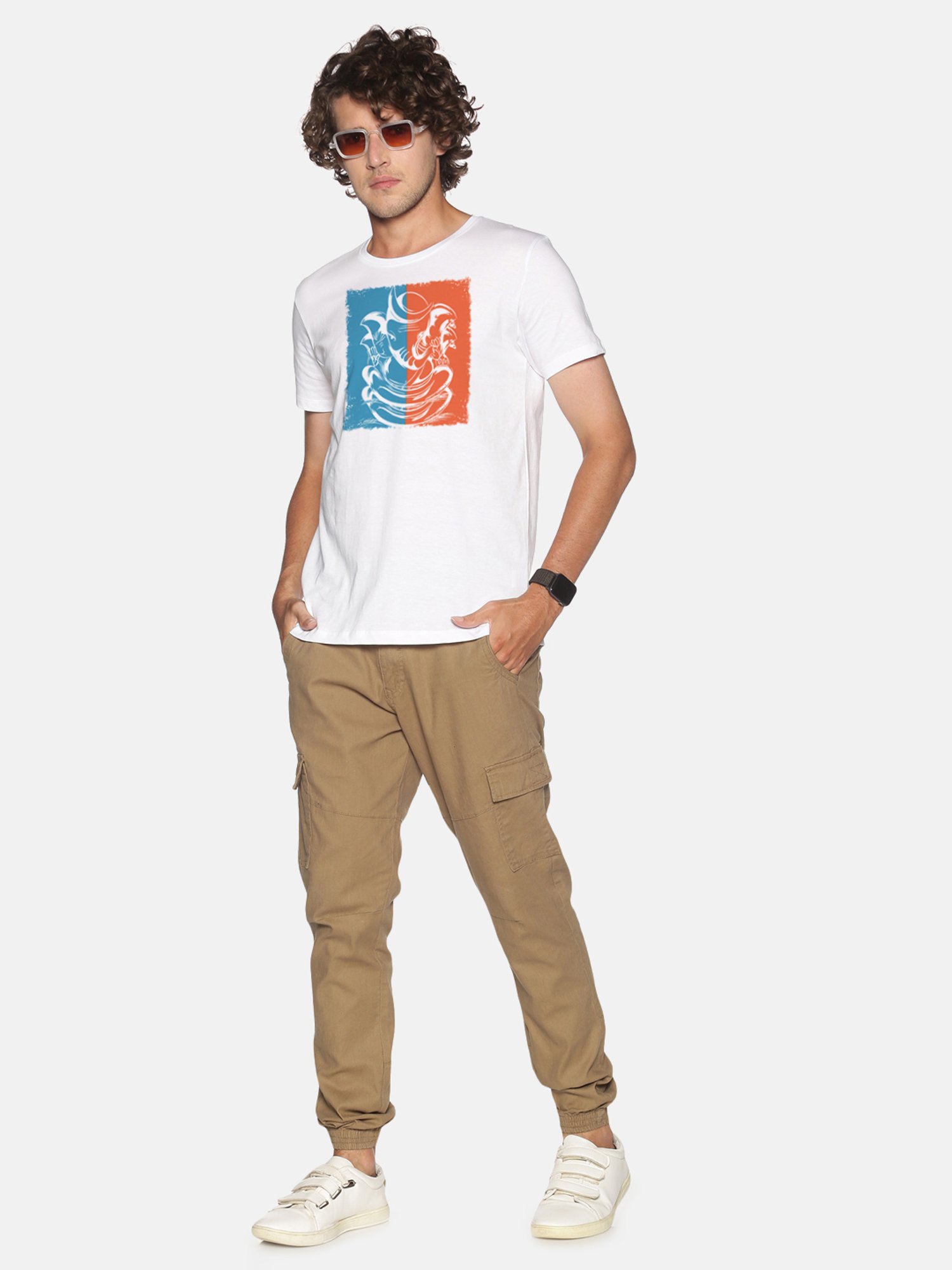 BLACK RADIO White Slim Fit Printed Cotton Crew T-Shirt