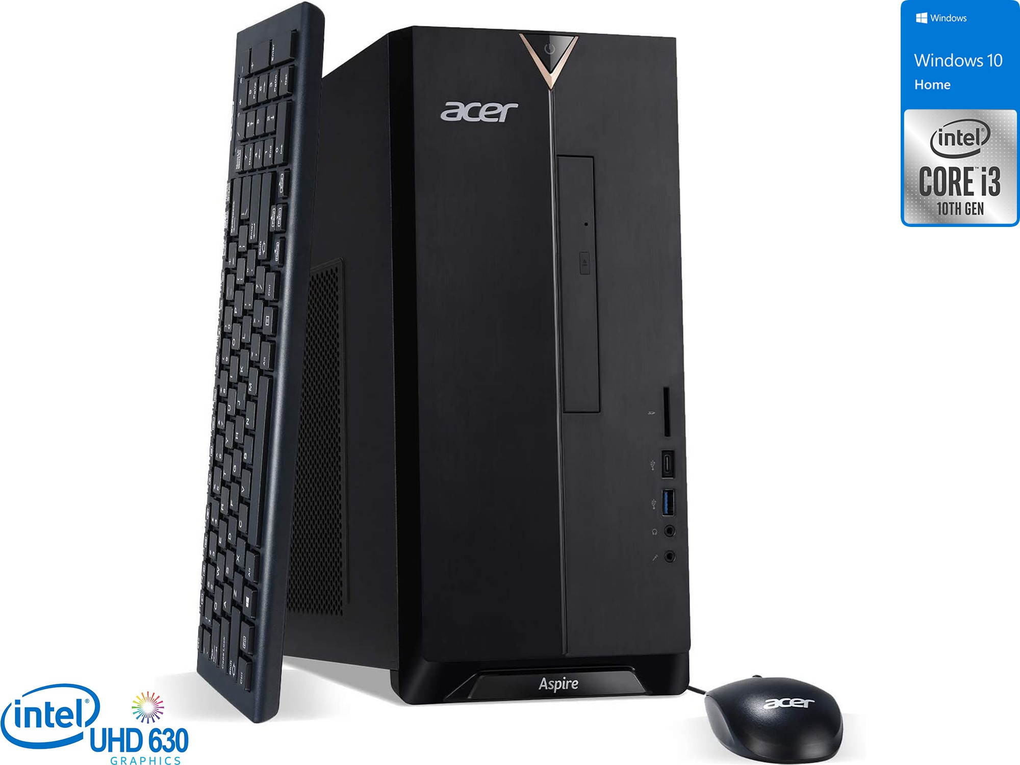 Acer Aspire TC Desktop, Intel Core i3-10100 Upto 4.3GHz, 8GB RAM, 512GB NVMe SSD, DVDRW, HDMI, Card Reader, Wi-Fi, Bluetooth, Windows 10 Home (DT.BF2AA.001)
