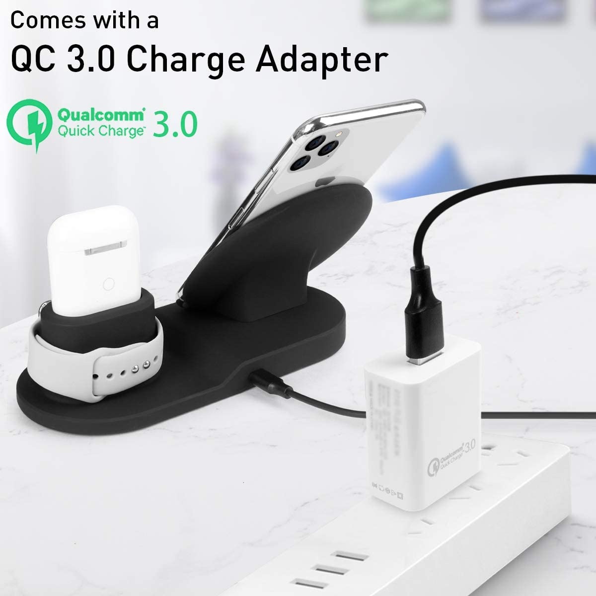 AICase Qi Wireless Charger,3-in-1 Charging Pad,Multiple Devices Wireless Charger Dock for Air Pods iWatch iPhone