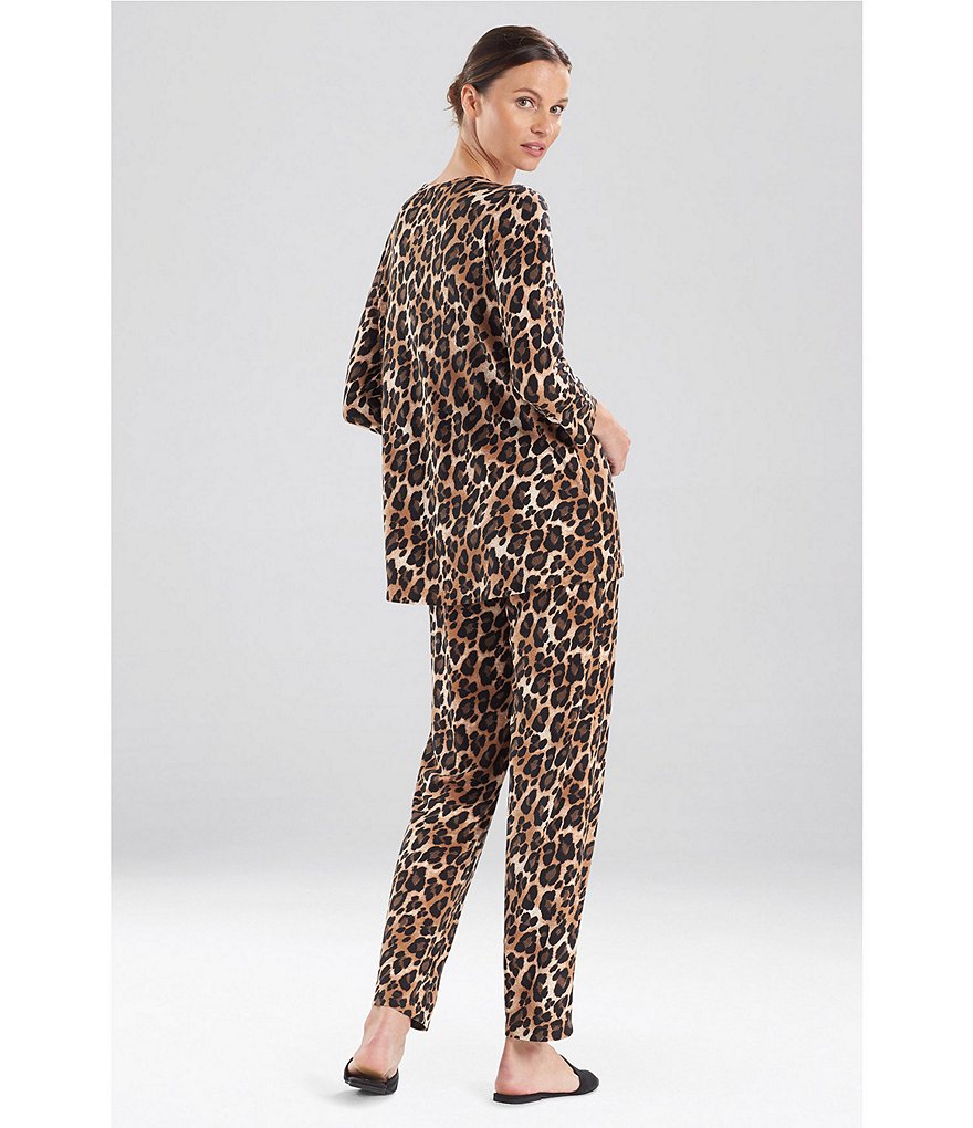 Natori Mirage Ombre Animal Print Knit Round Neck Long Sleeve Lounge Top