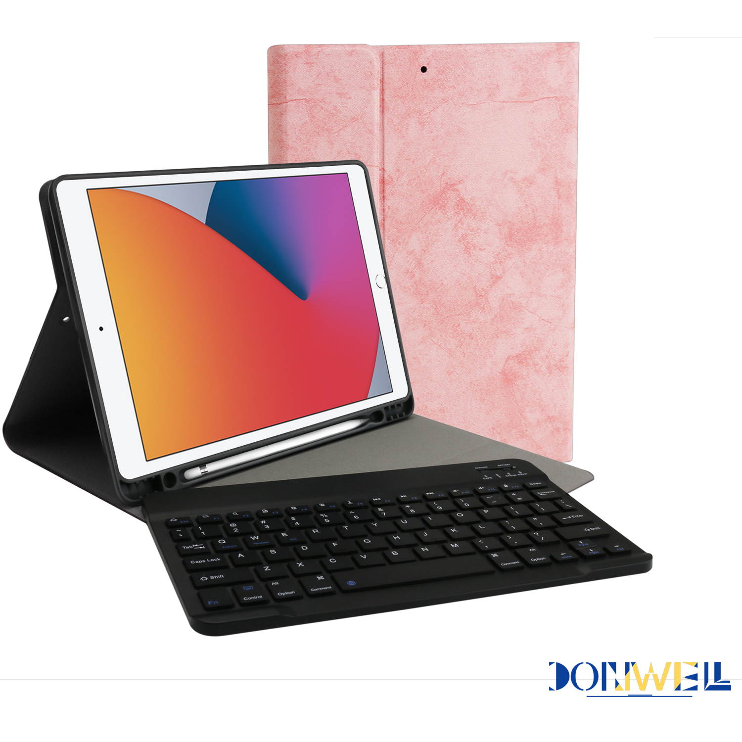 Donwell For Apple iPad 7th Gen/8th Gen 10.2 inch 2019/2020 Full-Body Protective Stand Tablet Leather Stand Case For Apple iPad 10.2" 2019, For Apple iPad 10.2" 2020 with Wireless Bluetooth Keyboard