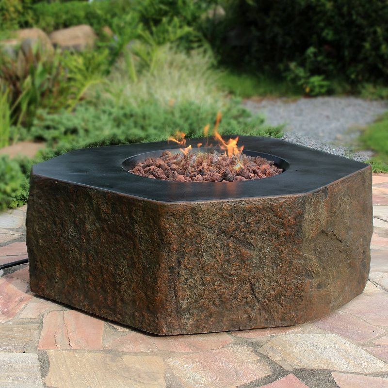 Columbia Glass Concrete Natural Gas Fire Table - Brown - Elementi
