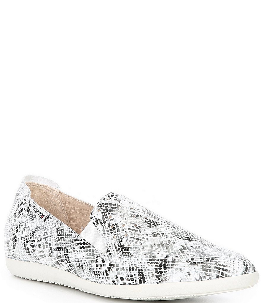 Mephisto Korie Perf Snake Print Leather Slip-On Flats
