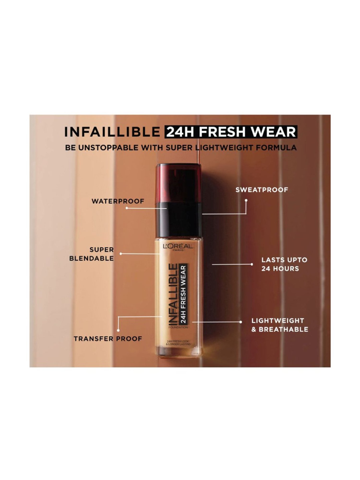 L'Oreal Paris Infallible 32H Fresh Wear Foundation - 145 Rose Beige,30ml