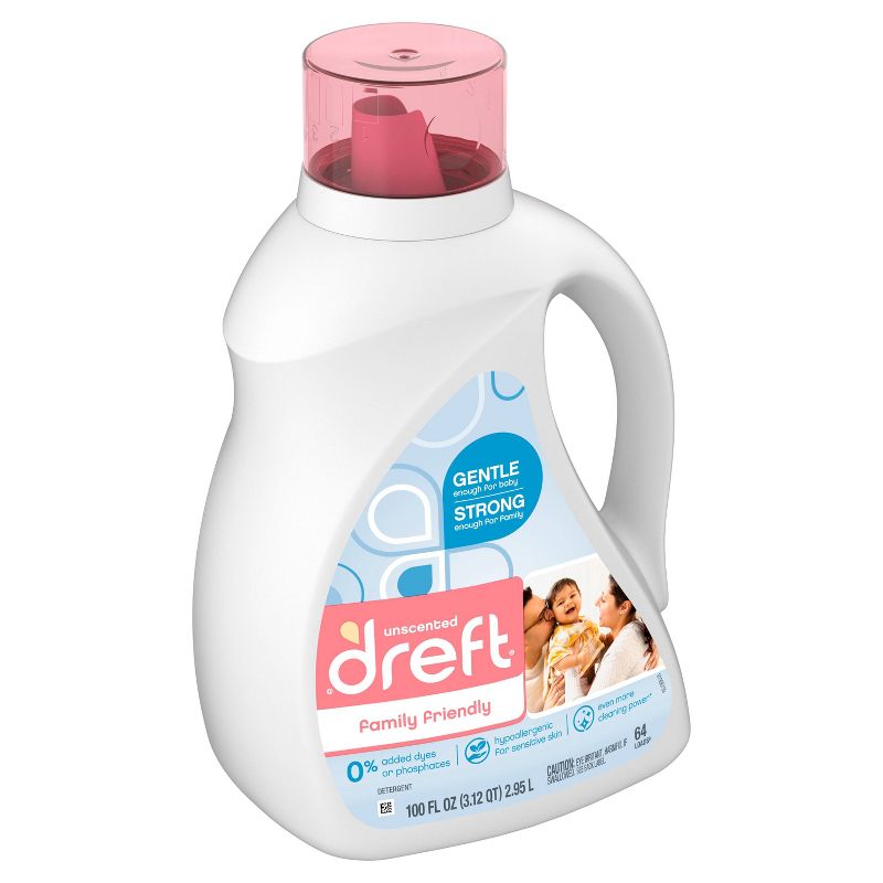 Dreft Family Friendly Unscented Laundry Detergent - 100 fl oz