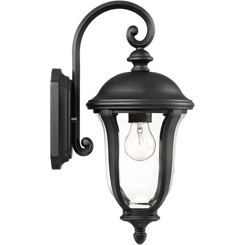 John Timberland Traditional Outdoor Wall Light Fixture Black 16 3/4" Clear Glass Downbridge for Exterior House Porch Patio Deck