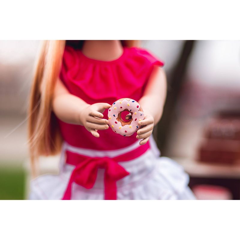 The Queen's Treasures 18"  Doll Food Accessories, 4 Pc Strawberry and Chocolate Doughnuts Plus 2 Bakery Box