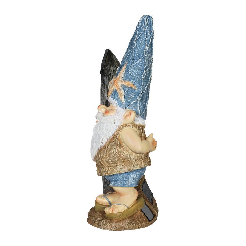 15.59" Resin Solar Surfing Sol Beach Gnome - Exhart