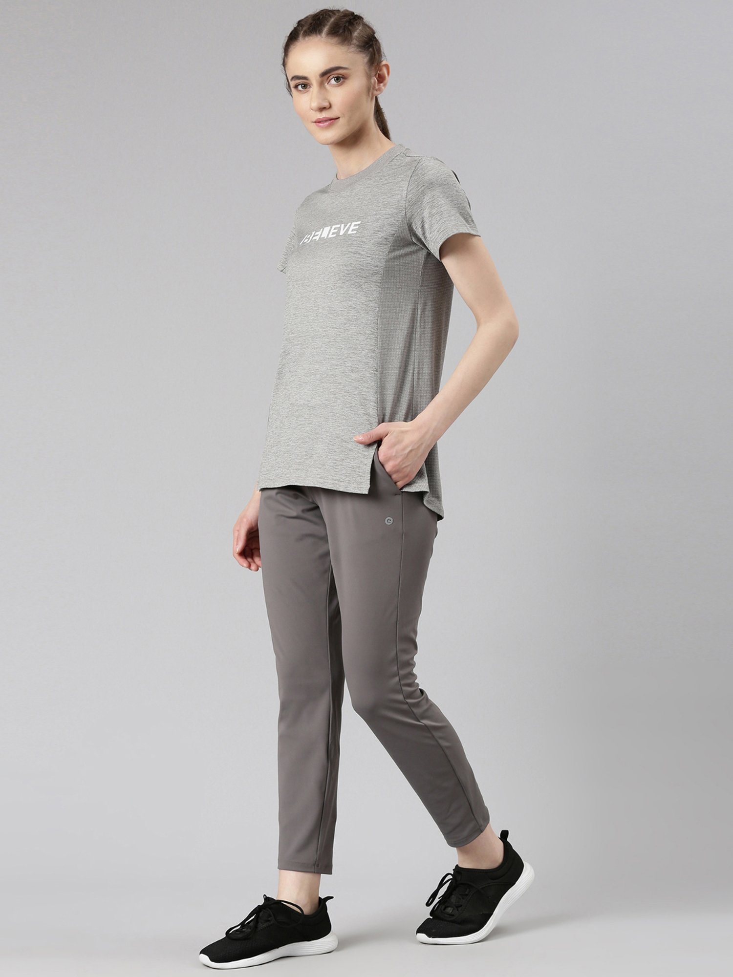 Enamor Grey Graphic Print Sports T-Shirt