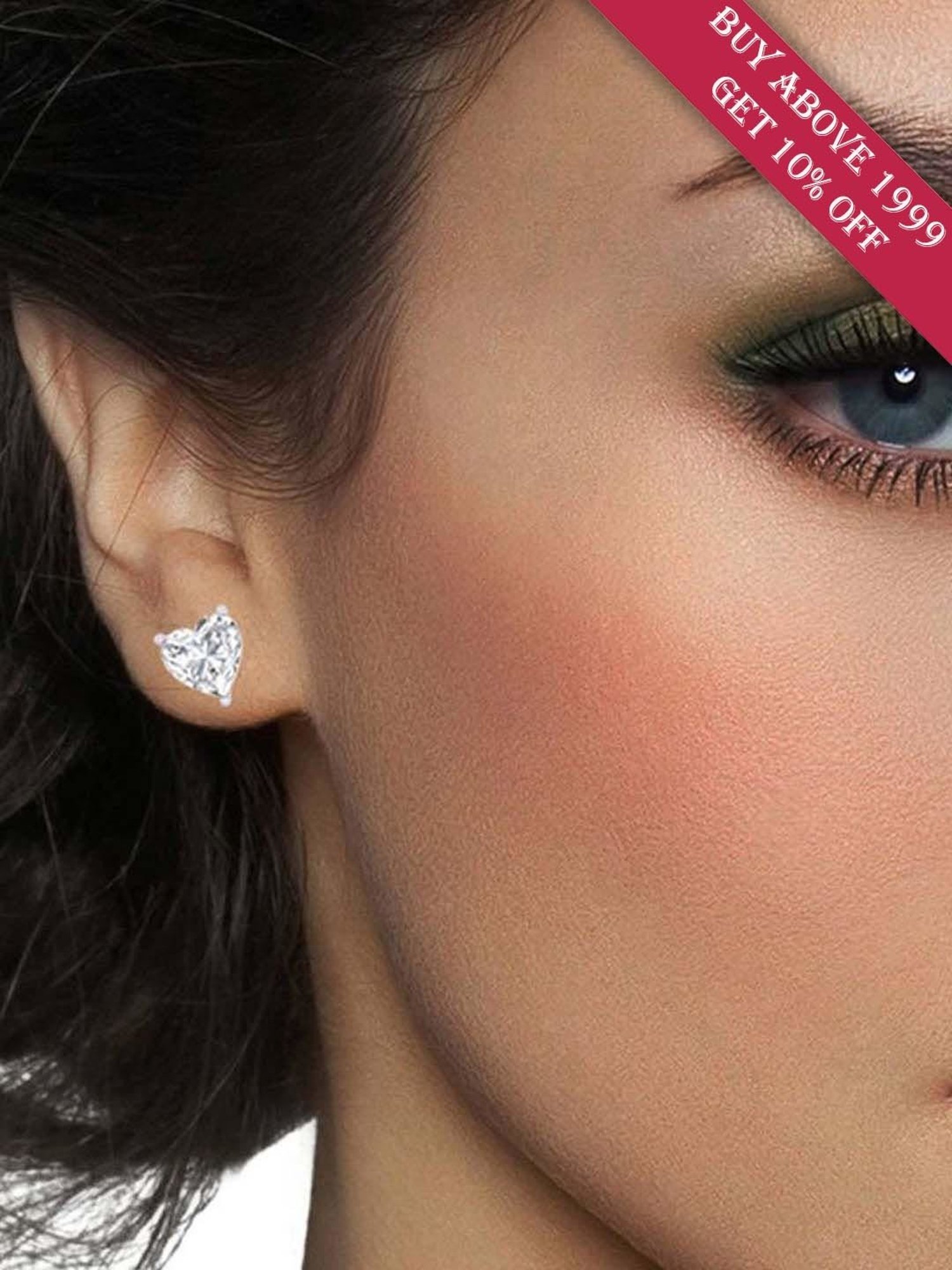 Clara White Sterling Silver Heart CZ Stud Earrings