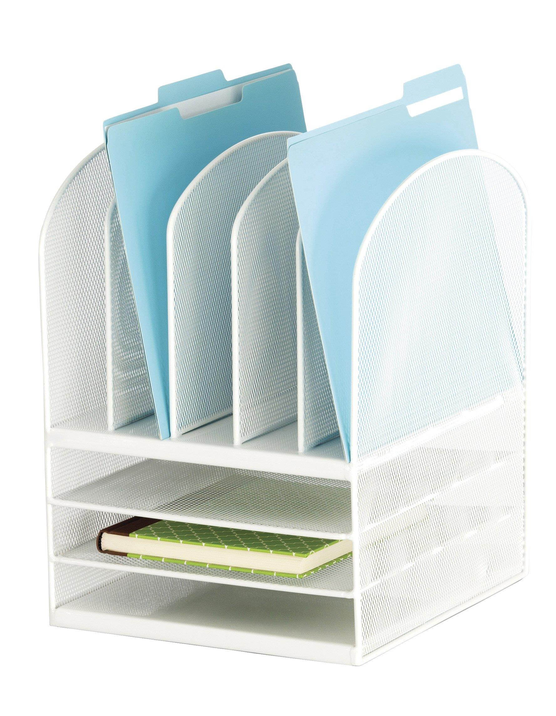 Safco Onyx Mesh Desk Organizer Eight Sections 11 1/2 x 9 1/2 x 13 White 3266WH