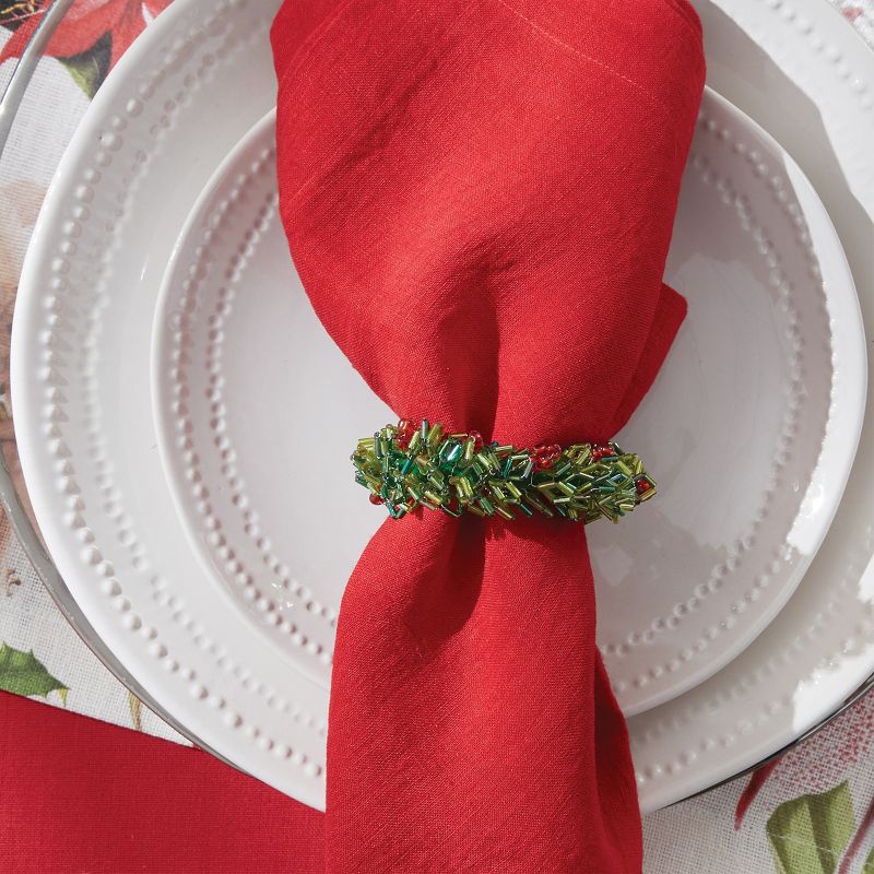 Split-P Beaded Wreath Napkin Ring Set