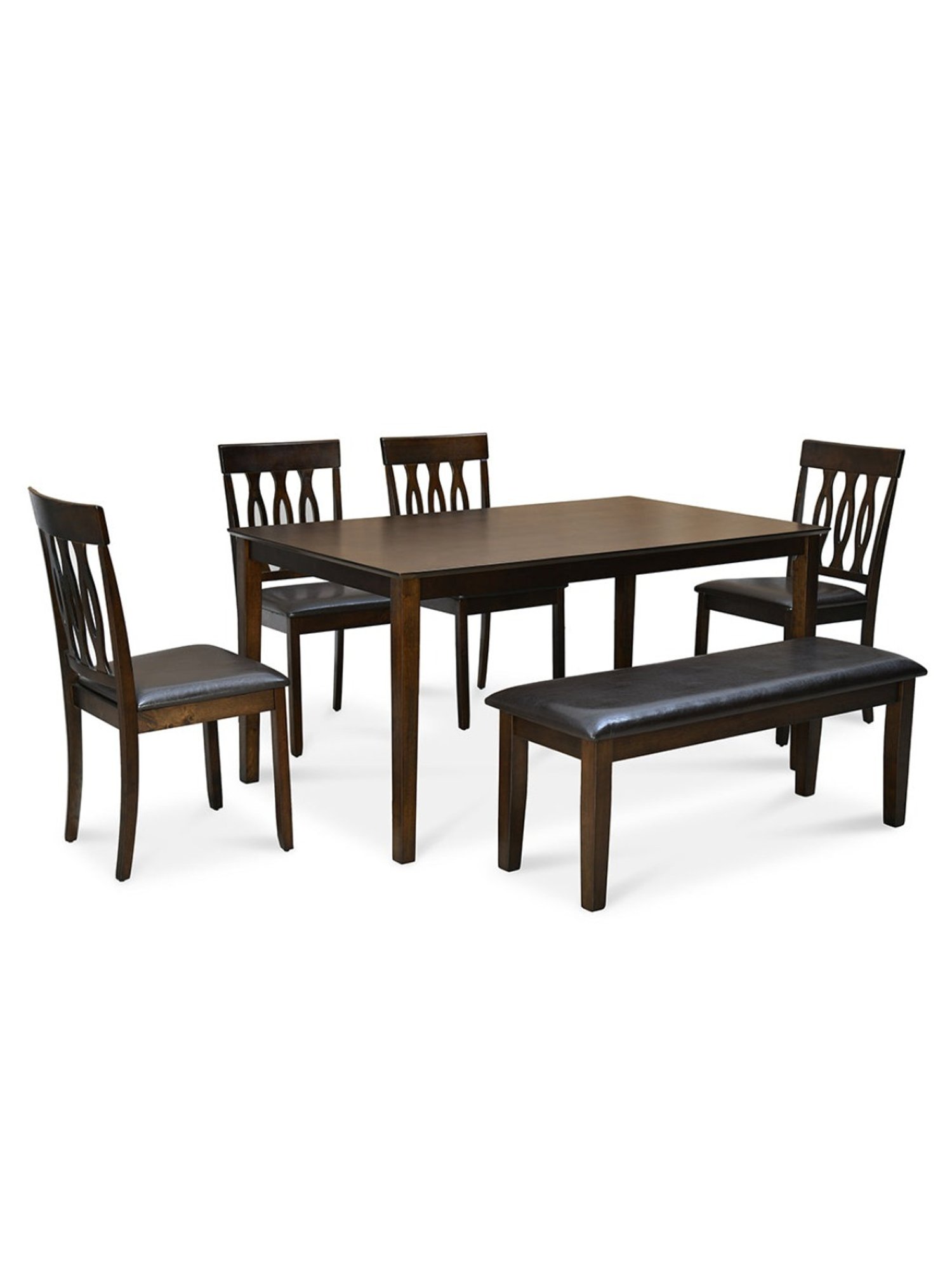 Nilkamal Olivia Brown Solid Wood Rubber wood 6 Seater Dinning Table set