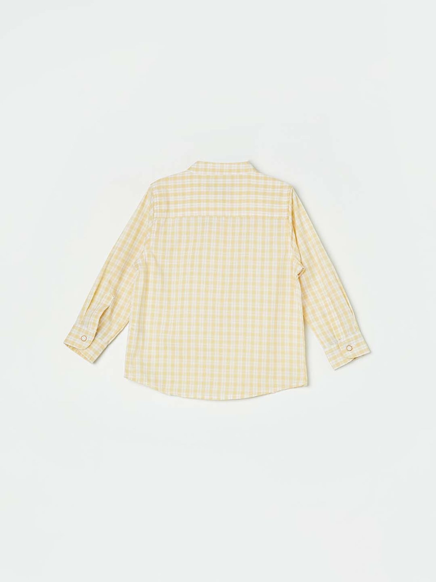 Juniors by Lifestyle Yellow Cotton Chequered Full Sleeves Shirt