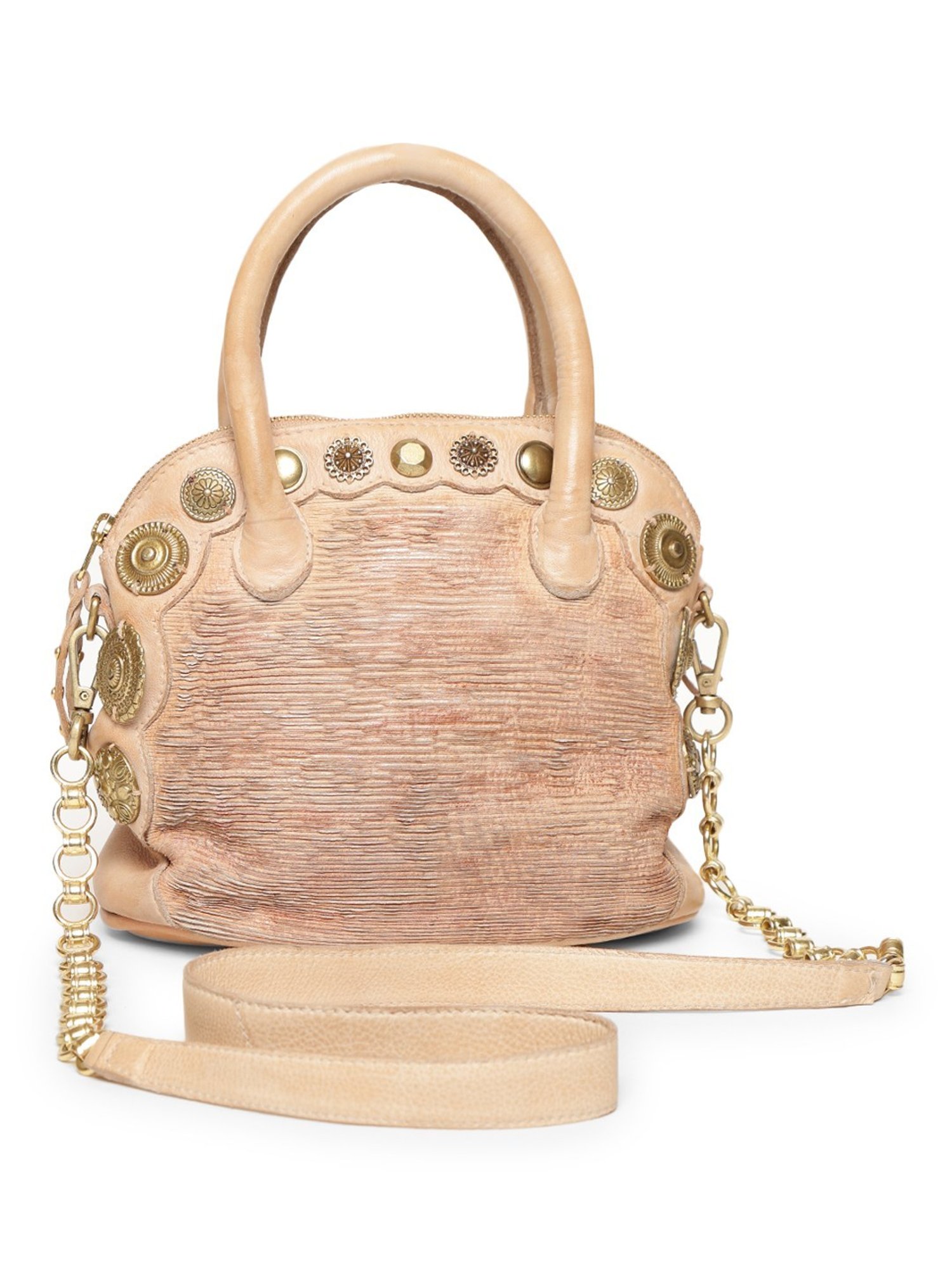 Art N Vintage Silvia Cream Leather Embellished Small Handbag