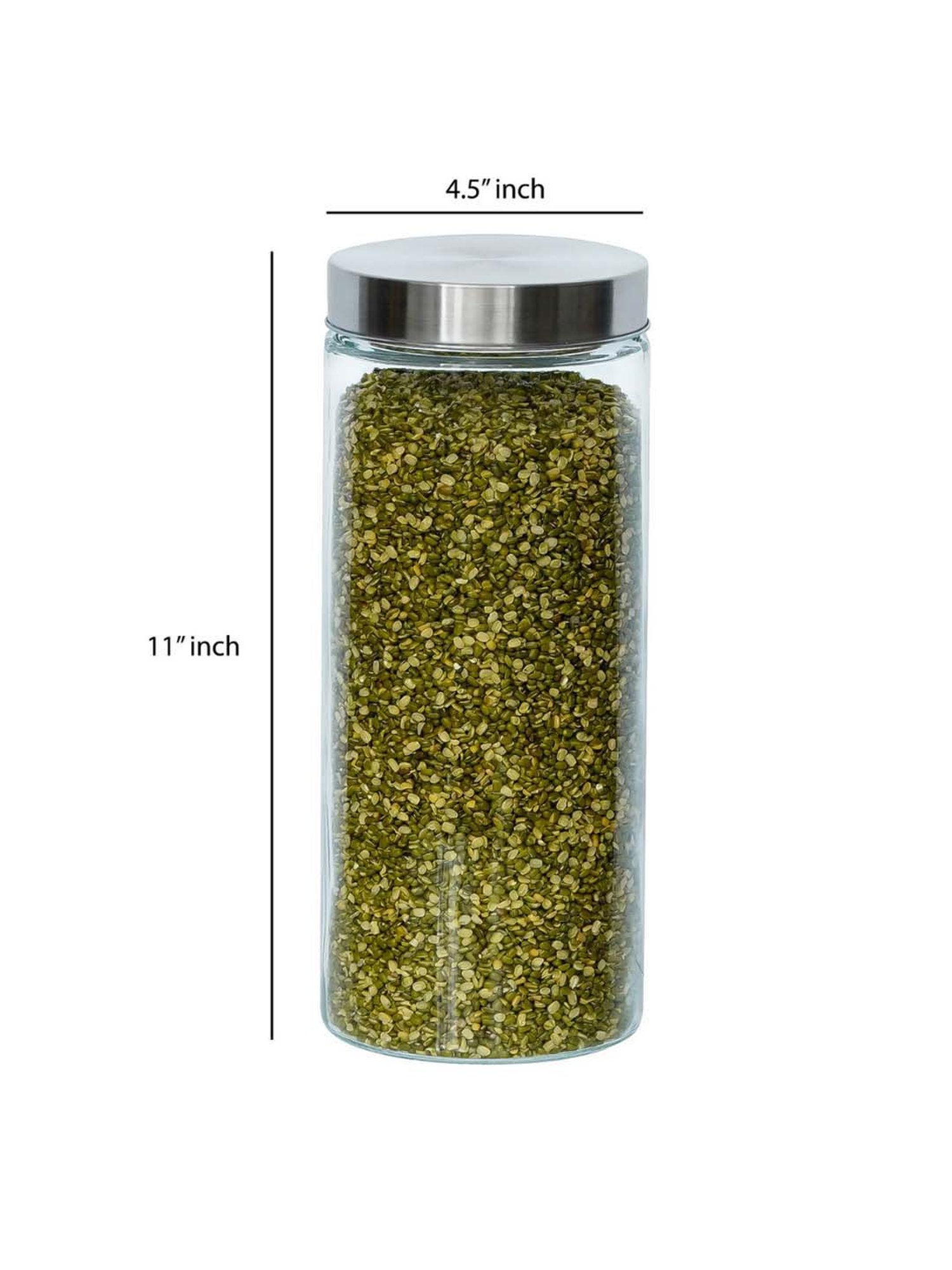 Femora Cylinder Transparent Glass Storage Jars (2200 ml) - Set of 2