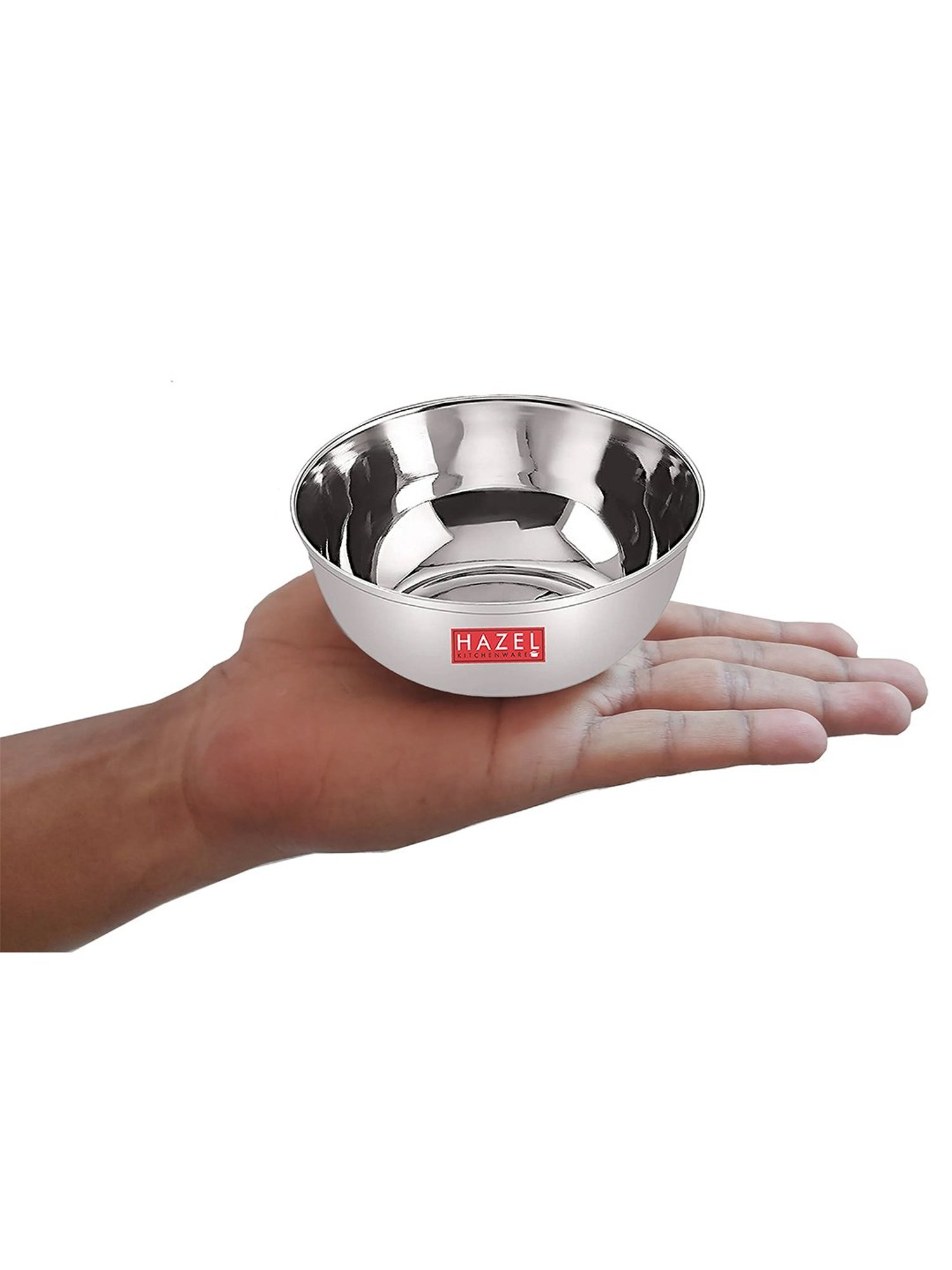 HAZEL Silver Stainless Steel 10 cm Dessert Katori (0.3 L) - Set of 4