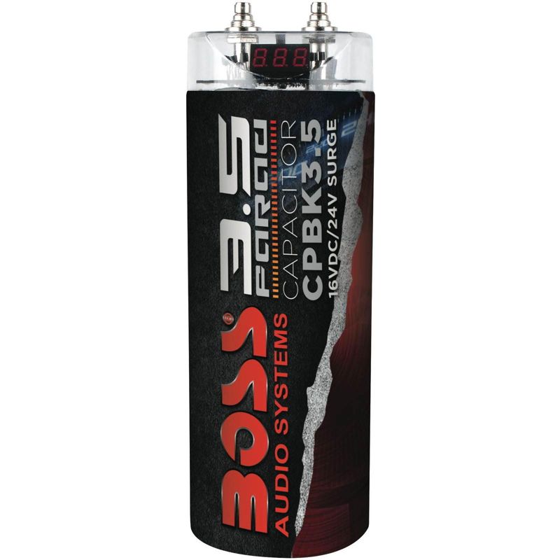Boss CPBK3.5 3.5 Farad Car Digital Capacitor Power Audio Cap LED Black CPBK35