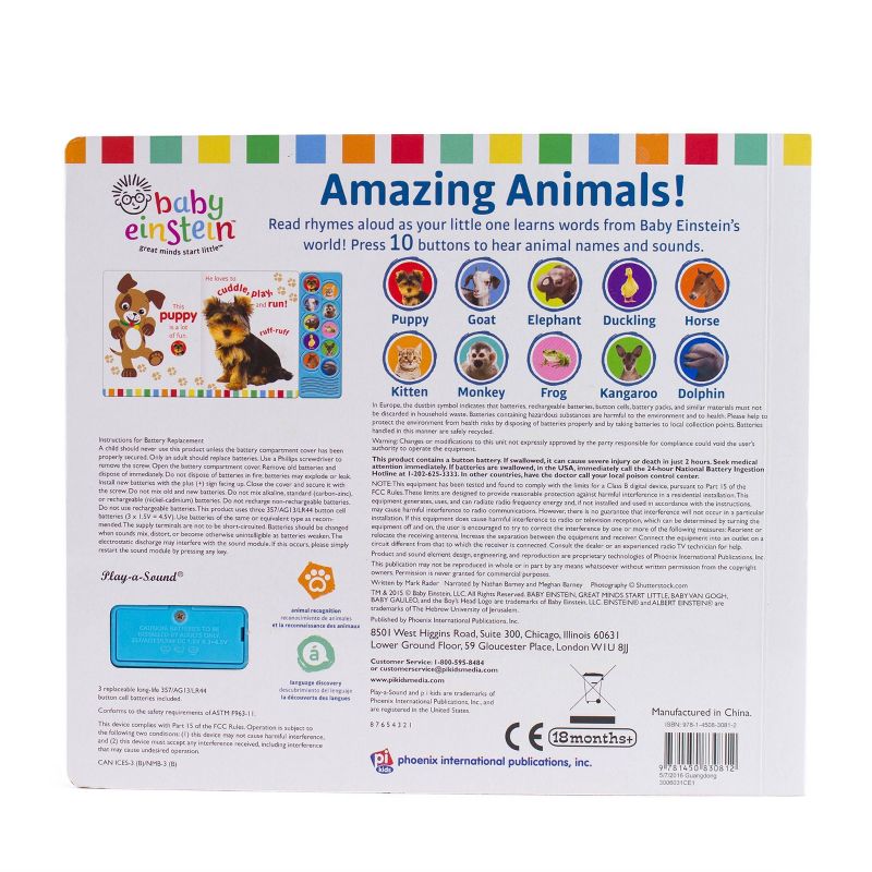 Baby Einstein - Amazing Animals! Listen and Learn 10-Button Sound Board Book - by PIL