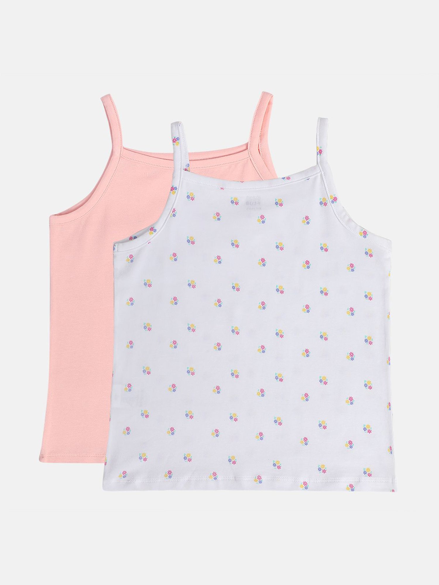 MINIKLUB Girls Pink & White Printed Camisole (Pack Of 2)
