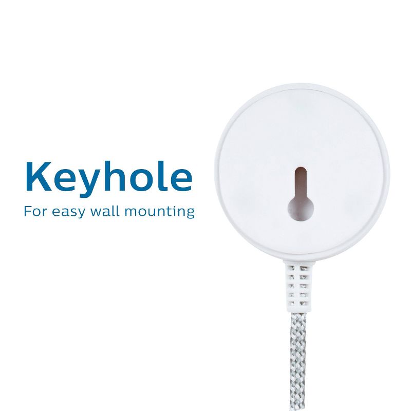 Cordinate 6' Grounded Power Switch Tether on/off Braided Cord White