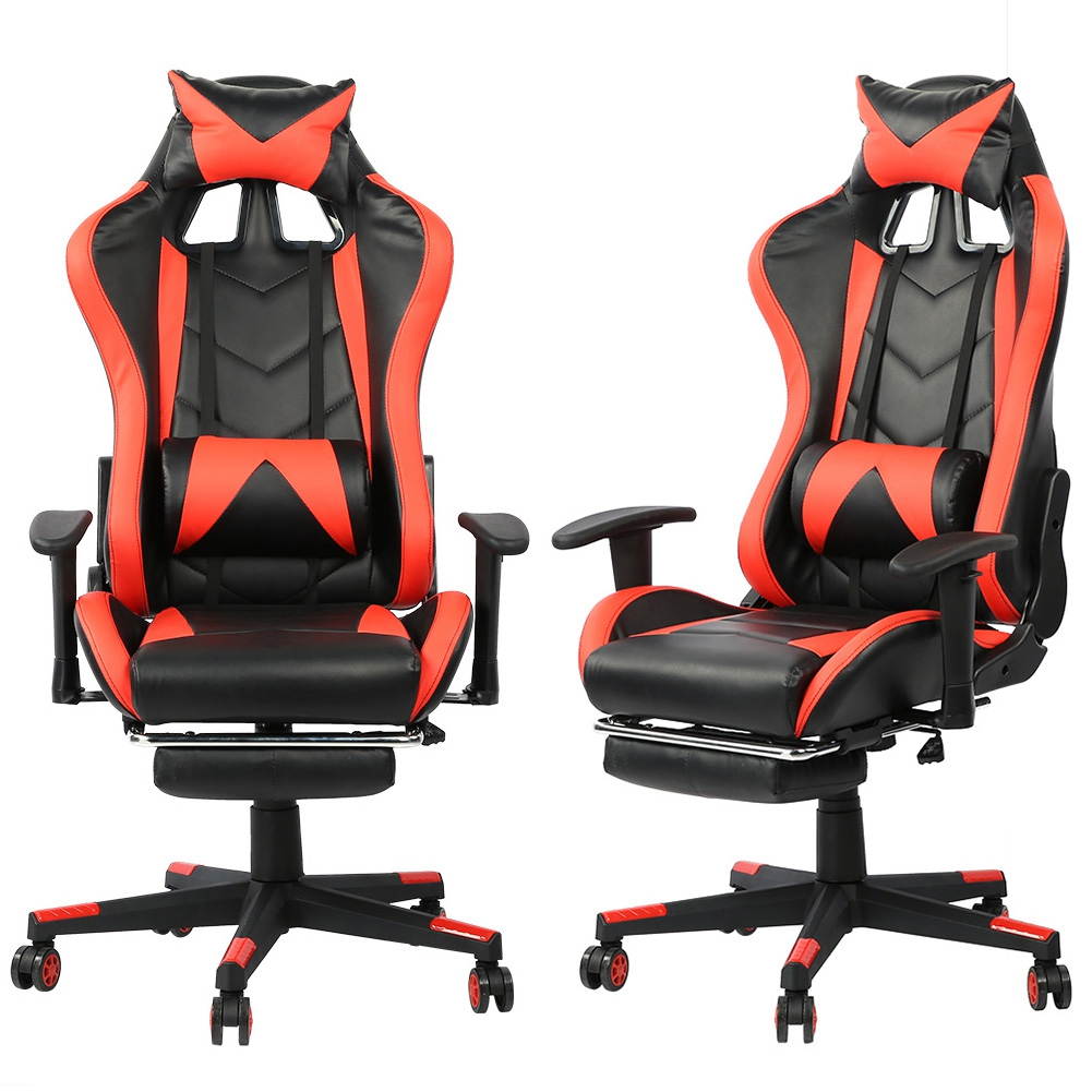 Gaming Chair with Footrest High-Back PU Leather Office Chair with Headrest maximum load 200KG / 440.9lb